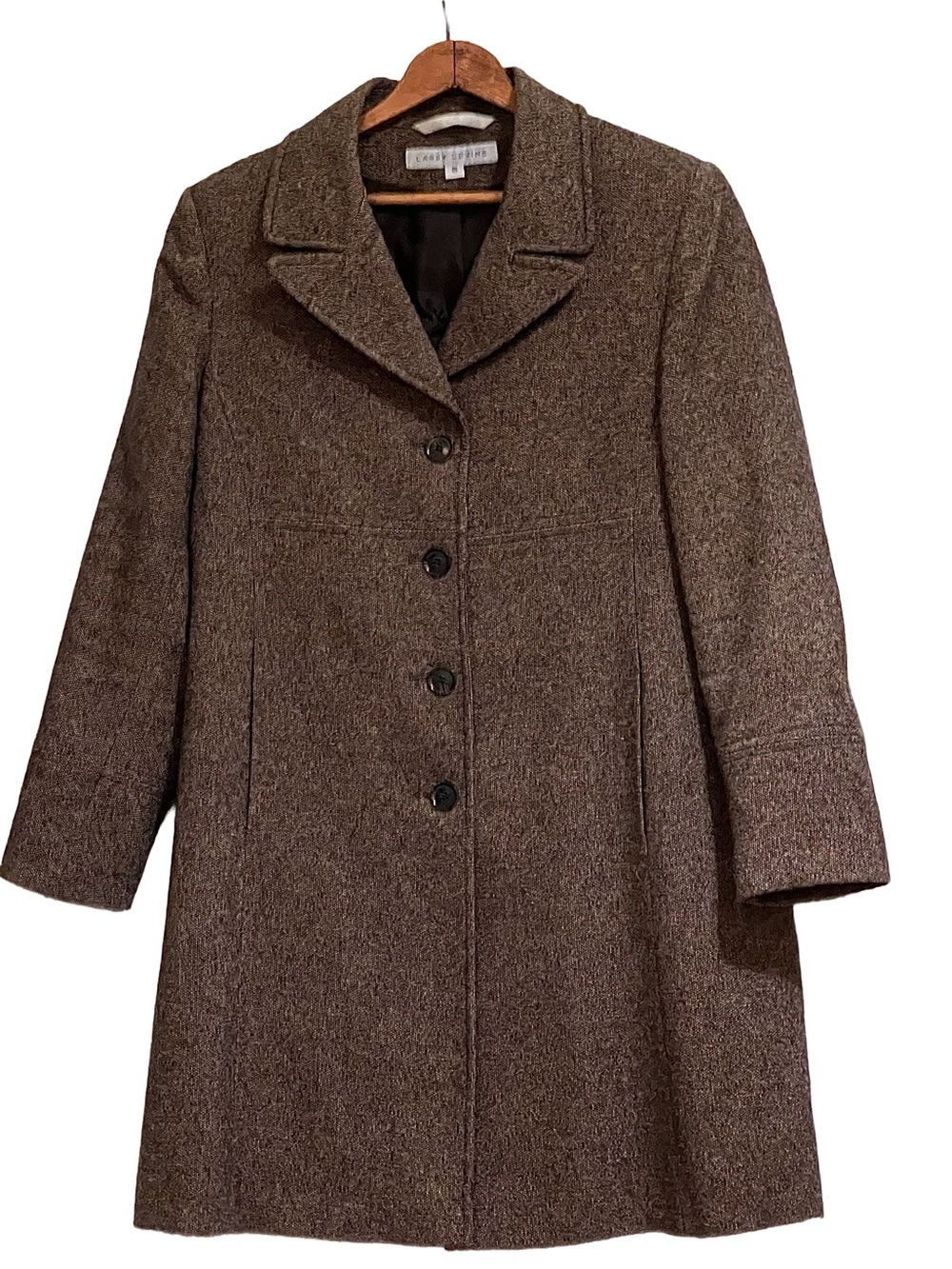 Larry Levine Brown Tweed Wool-Blend Fall Coat
